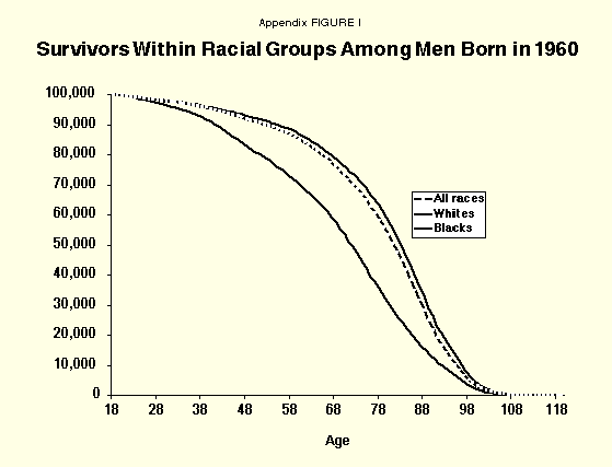 Appendix Figure I - Survivors Within Racial Groups Among Men Born in 1960